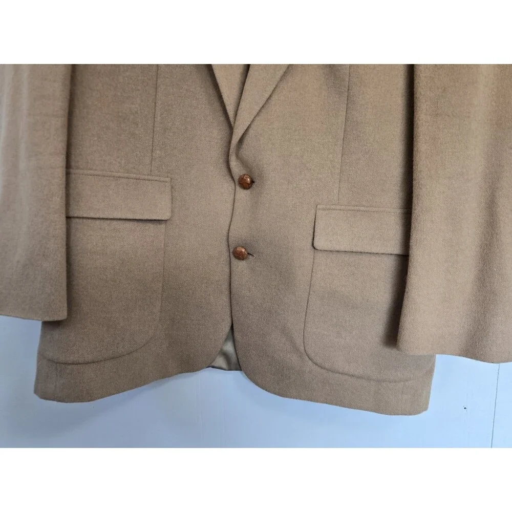 The Globe Mens Blazer 46R Brown Camel Hair Sport Coat Jacket Business Formal